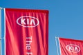 Kyiv, Ukraine - March 9, 2019: Advertising banners KIA. Kia Motors Corporation, commonly known as Kia Motors