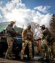 Kyiv. Ukraine. March 26, 2023. American Hummer and Ukrainian military at war