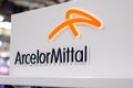 Kyiv, Ukraine - March 17, 2021: ArcelorMittal exhibition stand Royalty Free Stock Photo