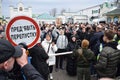 Kyiv, Ukraine, March 31, 2023. Events near the St. Sophia Lavra in connection with the eviction of representatives of the