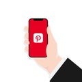 Kyiv, Ukraine - March 30, 2021: Pinterest app on the iphone screen. UI UX white user interface