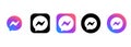 Kyiv, Ukraine - March 19, 2021: Set of Messenger icons. Social media icons. Realistic Messenger set. UI UX white user interface.