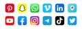 Kyiv, Ukraine - March 19, 2021: Social media icon set. Instagram, Viber, Whatsapp and Facebook. UI UX white user interface. Logo Royalty Free Stock Photo