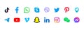 Kyiv, Ukraine - March 19, 2021: Social media icon set. Instagram, Viber, Whatsapp, Facebook. UI UX white user interface. Logo Royalty Free Stock Photo