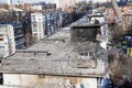 Kyiv, Ukraine, 17 March 2022: War of Russia against Ukraine. A residential building damaged by enemy aircraft in Ukrainian capital Royalty Free Stock Photo