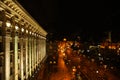 KYIV, UKRAINE - MAY 22, 2019: Beautiful view of illuminated Khreshchatyk street with road and City Council building Royalty Free Stock Photo