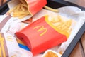 Kyiv, Ukraine - May 11, 2023: Fast food from McDonald\'s