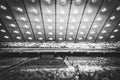 KYIV, UKRAINE - MAY 26, 2018: General view of the stadium NSC Olimpiyskiy inside before the 2018 UEFA Champions League final Royalty Free Stock Photo