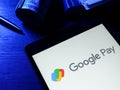 KYIV, UKRAINE - May 26, 2022. Google pay logo on the tablet screen. Royalty Free Stock Photo