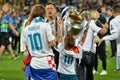 KYIV, UKRAINE - MAY 26, 2018: Luka Modric of Real Madrid celebrate the victory in the final of the UEFA Champions League 2018 in