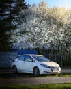 Kyiv. Ukraine. May 2, 2023. Nissan electric car leaf on a spring day