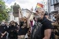 KYIV, UKRAINE - May 21 2021: protest action against police`s abuse of power. The protesters demand an end to the