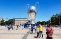 KYIV, UKRAINE - MAY 26, 2018: UEFA, model of the Champions League Cup on Sofiyskaya Square