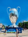 KYIV, UKRAINE - MAY 26, 2018: UEFA, model of the Champions League Cup, preparation for the final