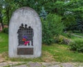 Kyiv, Ukraine: Memorial sign at the site of executions in the Syretsky concentration camp during the Nazi occupation of 1941-1943