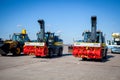 Kyiv, Ukraine - November 5, 2019: Jetbroom BOSCHUNG. Snowplow Snowbooster B6 airport division. Snowblow tractor -