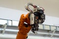 Kyiv, Ukraine - November 22, 2018: KUKA robot arm with Scansonic Laser Brazing