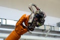 Kyiv, Ukraine - November 22, 2018: KUKA robot arm with Scansonic Laser Brazing