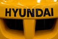 Kyiv, Ukraine - November 22, 2018: Logo Hyundai on forklift