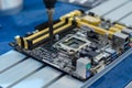 Kyiv, Ukraine - November 22, 2018: Motherboard repair