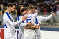 Kyiv, Ukraine - November 8, 2018: Players of Dynamo celebrates scoring a goal in UEFA Europa League match against Stade Rennais at Royalty Free Stock Photo