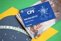 KYIV, UKRAINE - OCTOBER 31, 2023 Blue CPF card document template. The document guarantees authenticity and integrity in