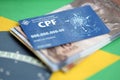 KYIV, UKRAINE - OCTOBER 31, 2023 Blue CPF card document template. The document guarantees authenticity and integrity in Royalty Free Stock Photo