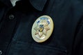 Kyiv, Ukraine - October 09, 2019: Close-up of the Ukraine Police Badge