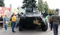 Kyiv, Ukraine - 6 october 2019 : Military festival in Kiev. military ammunition for the soldiers of the Ukrainian army. Contract