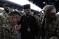 Kyiv, Ukraine - 14 October 2015: Ukrainian Orthodox chaplain of the Ukrainian Armed Forces