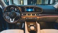 09.05.2019 - Kyiv, Ukraine: Presentation of new car mersedes, outdoors. Close-up of vehicle interior