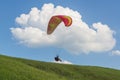 2017-06-25, Kyiv, Ukraine. Red paraglider wing silhouette