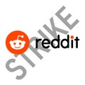 Kyiv, Ukraine - 13.08.2023: Reddit logo with strike text on background. Over 7,000 communities disabled and close for 48