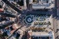 Kyiv, Ukraine - September, 2021: aerial top view of Maidan Nezalezhnosti - Independence Square in Kiev. Drone pic Royalty Free Stock Photo