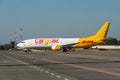 KYIV, UKRAINE - SEPTEMBER 10, 2019: Aircraft of cargo company DHL, world leader in postal transportation, correspondence Royalty Free Stock Photo