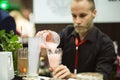 Barman preparing a cocktail on Barometer international bar show