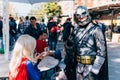 KYIV, UKRAINE - SEPTEMBER 22, 2018: Batman and Supergirl cosplay