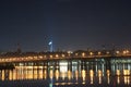 KYIV, UKRAINE - SEPTEMBER 03, 2022. Beautiful view of Kiev, the capital of Ukraine. Night view across the Dnieper River. The Royalty Free Stock Photo