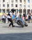 Kyiv, Ukraine - 12 September 2020:Bikers show during Day of Physical Culture and Sports in Ukraine on the Olympic Stadium