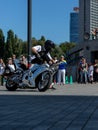 Kyiv, Ukraine - 12 September 2020:Bikers show during Day of Physical Culture and Sports in Ukraine on the Olympic Stadium