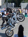 Kyiv, Ukraine - 12 September 2020:Bikers show during Day of Physical Culture and Sports in Ukraine on the Olympic Stadium