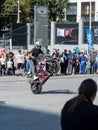 Kyiv, Ukraine - 12 September 2020:Bikers show during Day of Physical Culture and Sports in Ukraine on the Olympic Stadium