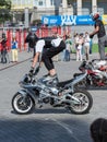 Kyiv, Ukraine - 12 September 2020:Bikers show during Day of Physical Culture and Sports in Ukraine on the Olympic Stadium