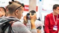 Kyiv, Ukraine -28 September 2019 : CEE 2019. New Canon cameras at the international exhibition of modern technology