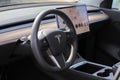 Driver\'s seat of the interior car Tesla