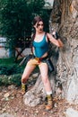 KYIV, UKRAINE - SEPTEMBER 23, 2018: Lara Croft Tomb Raider cosplay Royalty Free Stock Photo