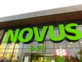 Kyiv, Ukraine - September 6, 2020: sign of supermarket Novus at Kyiv, Ukraine