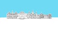 Kyiv, Ukraine Skyline Panorama Vector Sketch