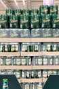 Kyiv, Ukraine 28.07.2023: - Staropramen beer cans stacked on large packs in supermarket