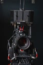 Kyiv, Ukraine - 04.17.2020: Studio shoot of professional 5k video camera Red DSMC2 with lens Leica Zerooptik Summilux-r 80, close- Royalty Free Stock Photo